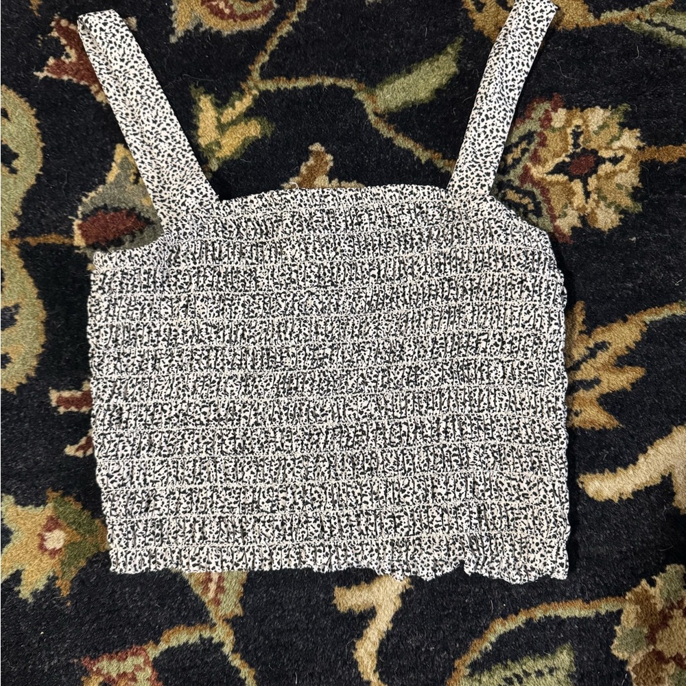 Upcycled Black and White Ruffled Tank Top